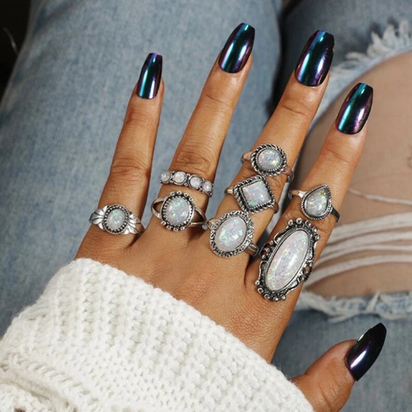 Opal multi ring set - Picture 2 of 4